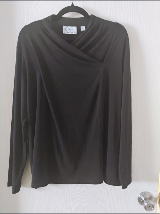 Linea by Louis Dell'Olio Tops - Linea by Louis Dell'Olio Black Draped Crossover Top